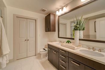 Double Vanities & Wood Framed Mirrors at Northshore Austin, Austin, TX, 78701